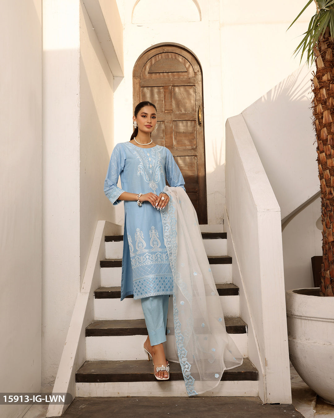 3 Piece Cotton Suit Embroidered | 15913-IG-S.CT