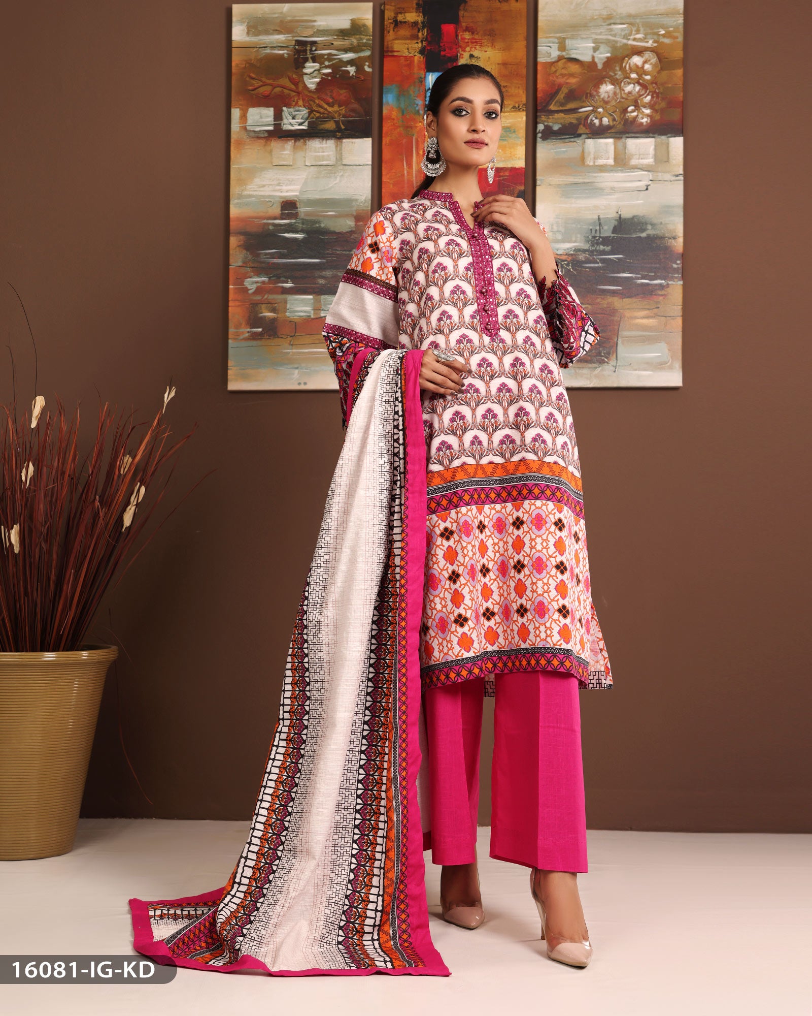 3 Piece Khadar Suit Printed & Embroidered