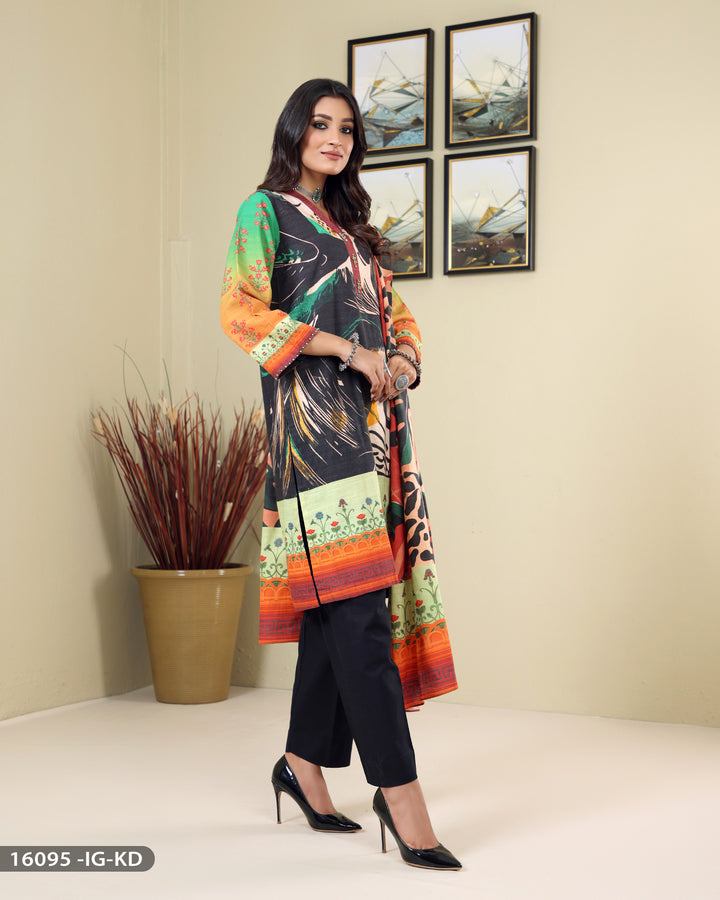 Three Piece Khadar Printed-Suit | 16095-IG-KD