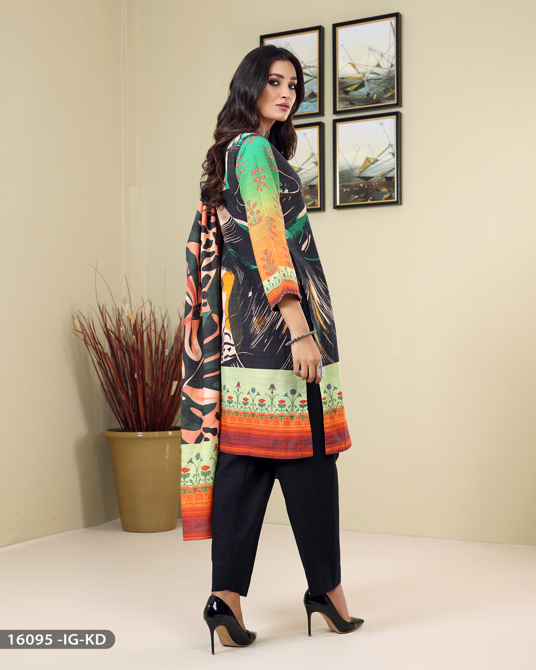 Three Piece Khadar Printed-Suit | 16095-IG-KD