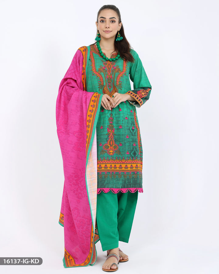 Embroidered Khaddar Suit | 16137-IG-KD