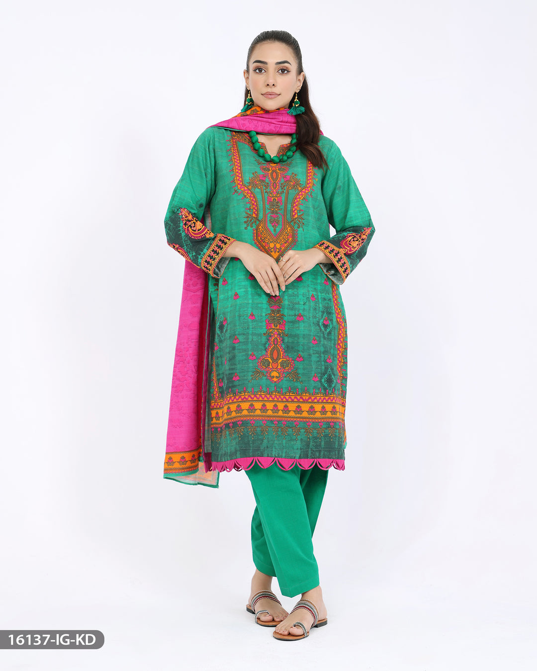 Embroidered Khaddar Suit | 16137-IG-KD