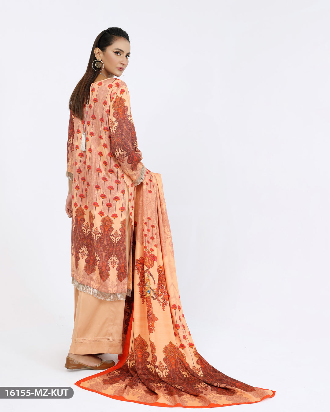 3 Piece Cotail Embroidered Suit | 16155-MZ-KUT