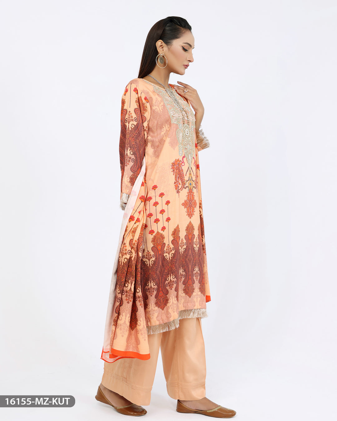 3 Piece Cotail Embroidered Suit | 16155-MZ-KUT