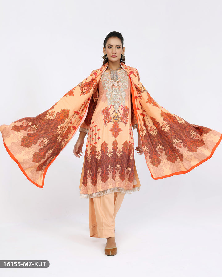 3 Piece Cotail Embroidered Suit | 16155-MZ-KUT