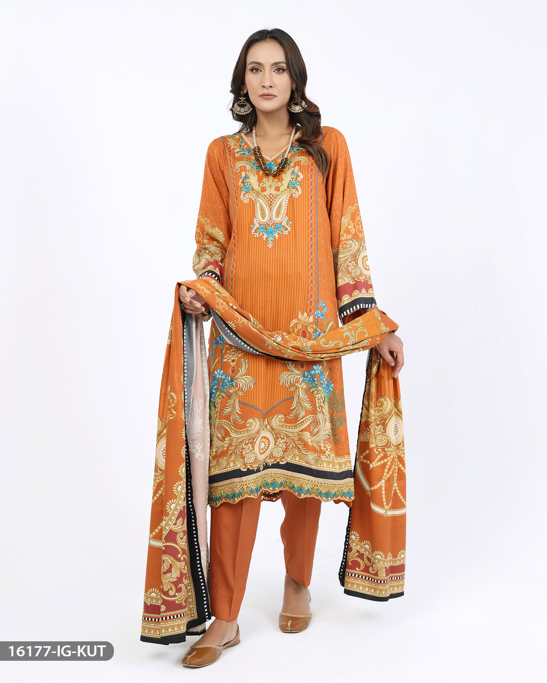 Embroidered Cotail Suit | 16177-IG-KUT