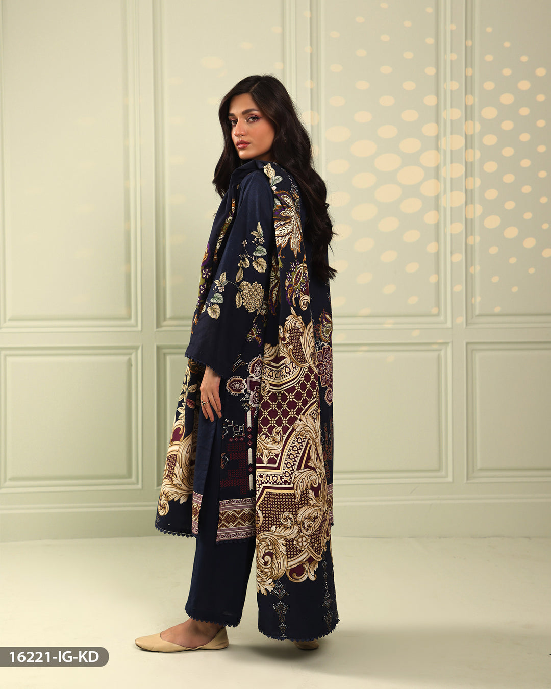 3 Piece Printed Khaddar Suit | 16221-IG-KD