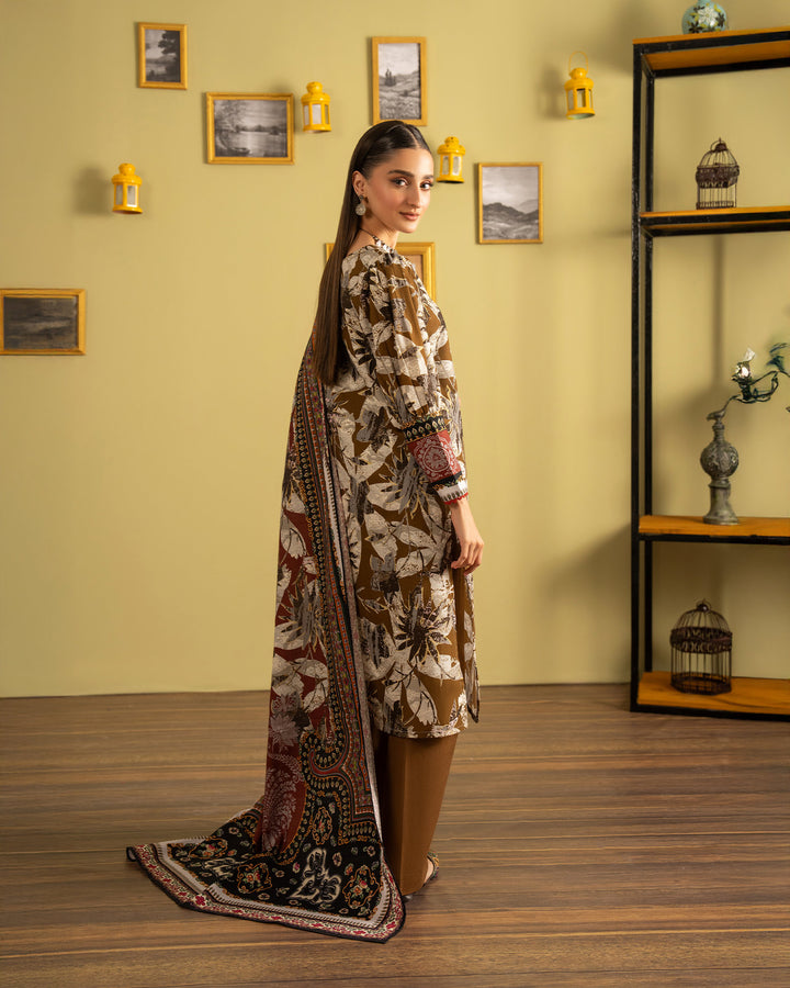 3 Piece - Printed Khaddar Suit Unstitched | UNFF013-KD