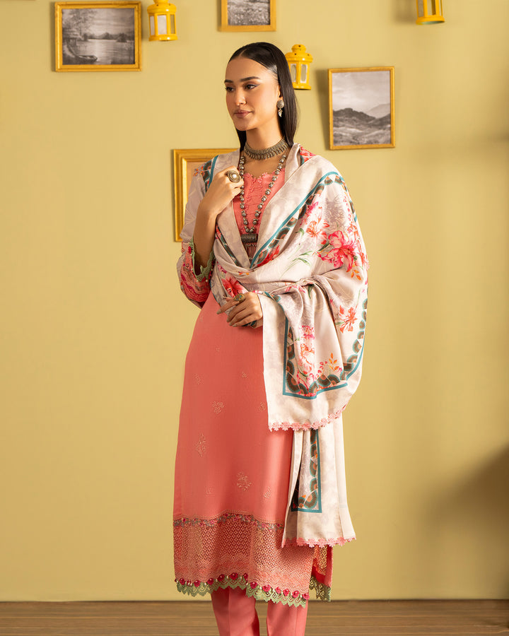 3 Piece - Embroidered Karandi Suit Unstitched | UNFF051-K.LN