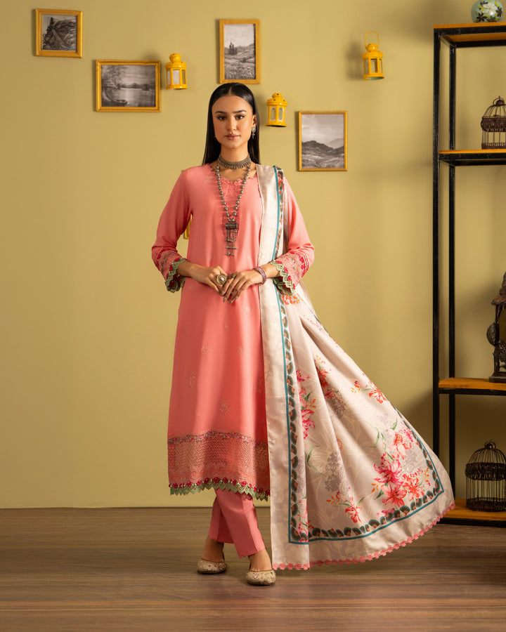 3 Piece - Embroidered Karandi Suit Unstitched | UNFF051-K.LN