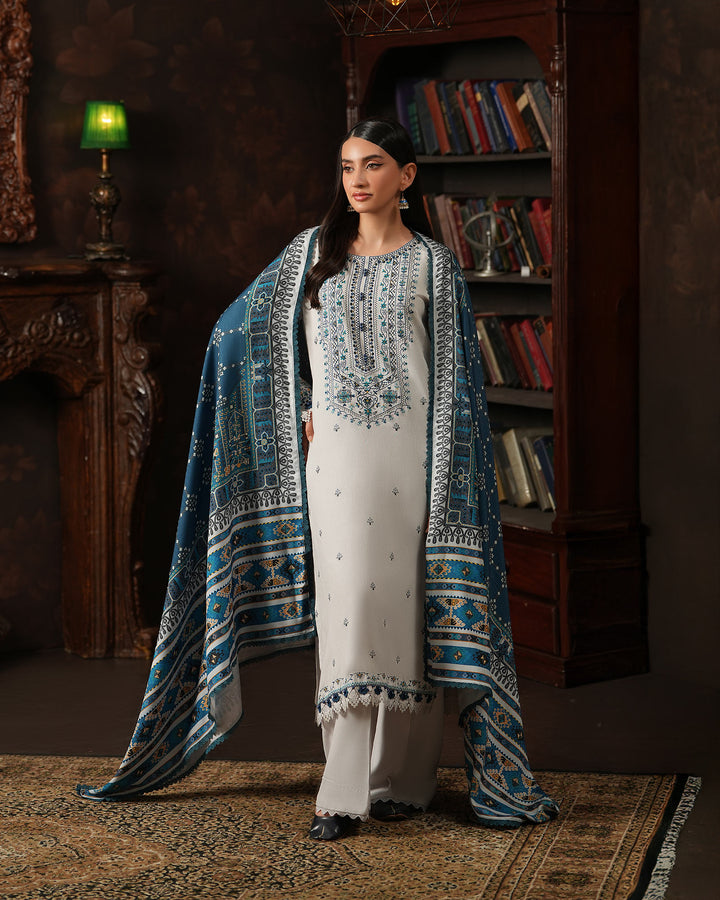 3 Piece - Embroidered Karandi Suit Unstitched | UNFF052-K.LN