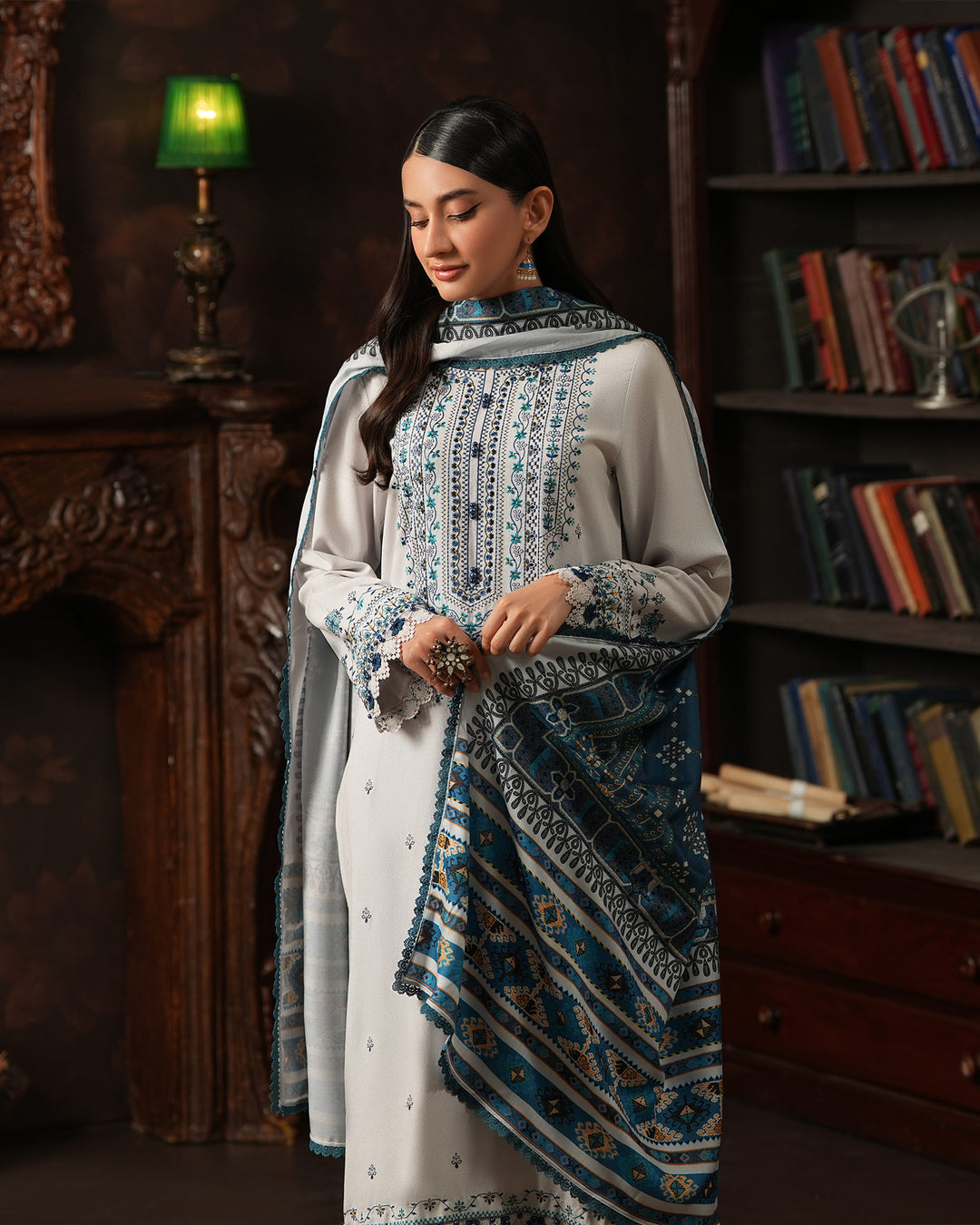 3 Piece - Embroidered Karandi Suit Unstitched | UNFF052-K.LN