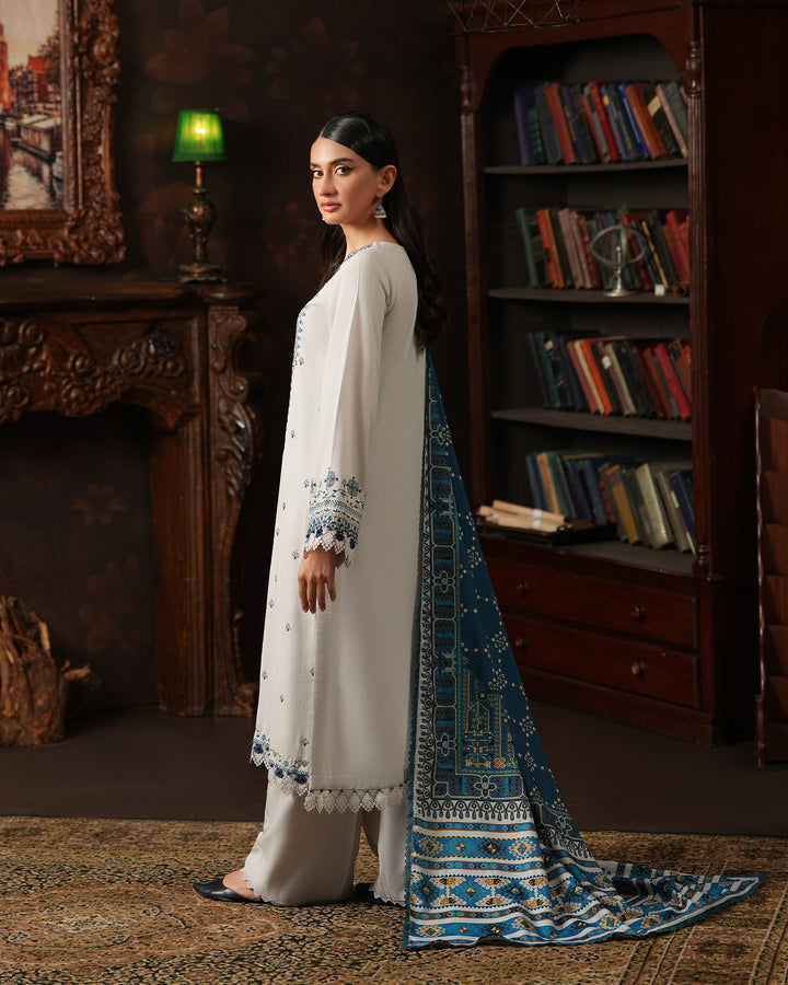 3 Piece - Embroidered Karandi Suit Unstitched | UNFF052-K.LN