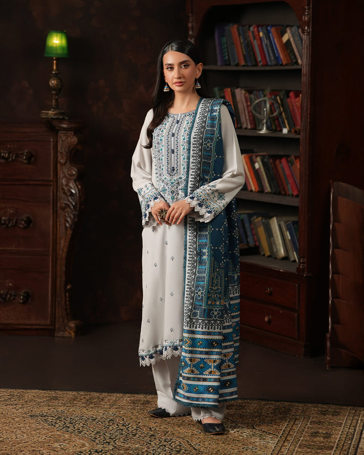 3 Piece - Embroidered Karandi Suit Unstitched | UNFF052-K.LN