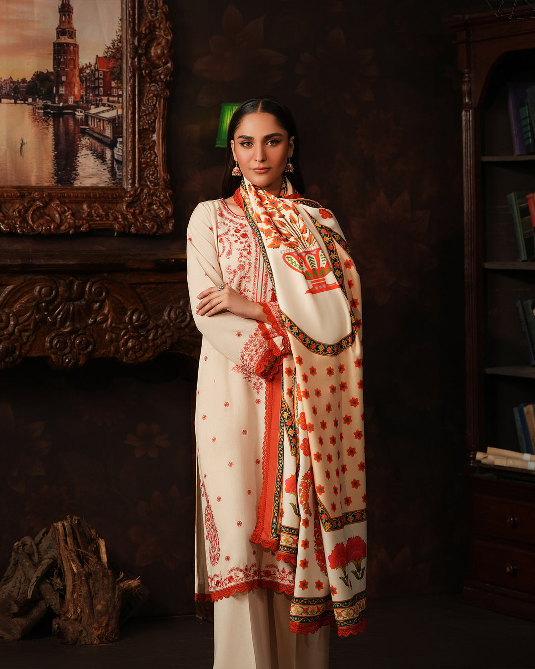 3 Piece Karandi Linen Suit Stitched | 16348-IG-K.LN