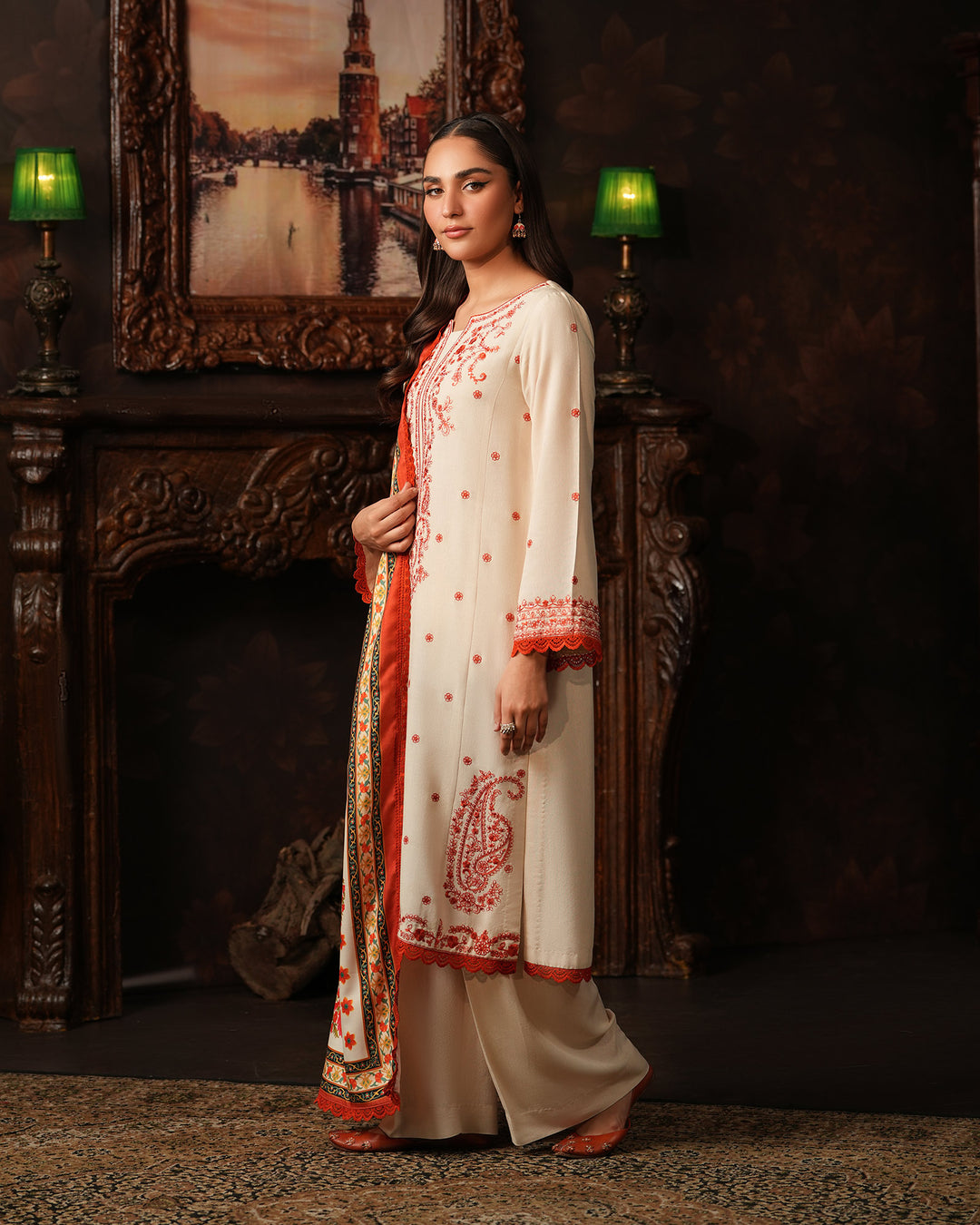 3 Piece Karandi Linen Suit Stitched | 16348-IG-K.LN