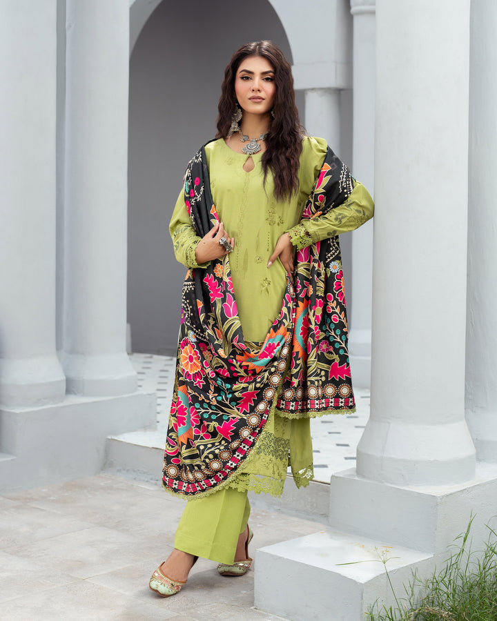 3 Piece - Karandi Embroidered Suit Unstitched | UNFF053-K.LN