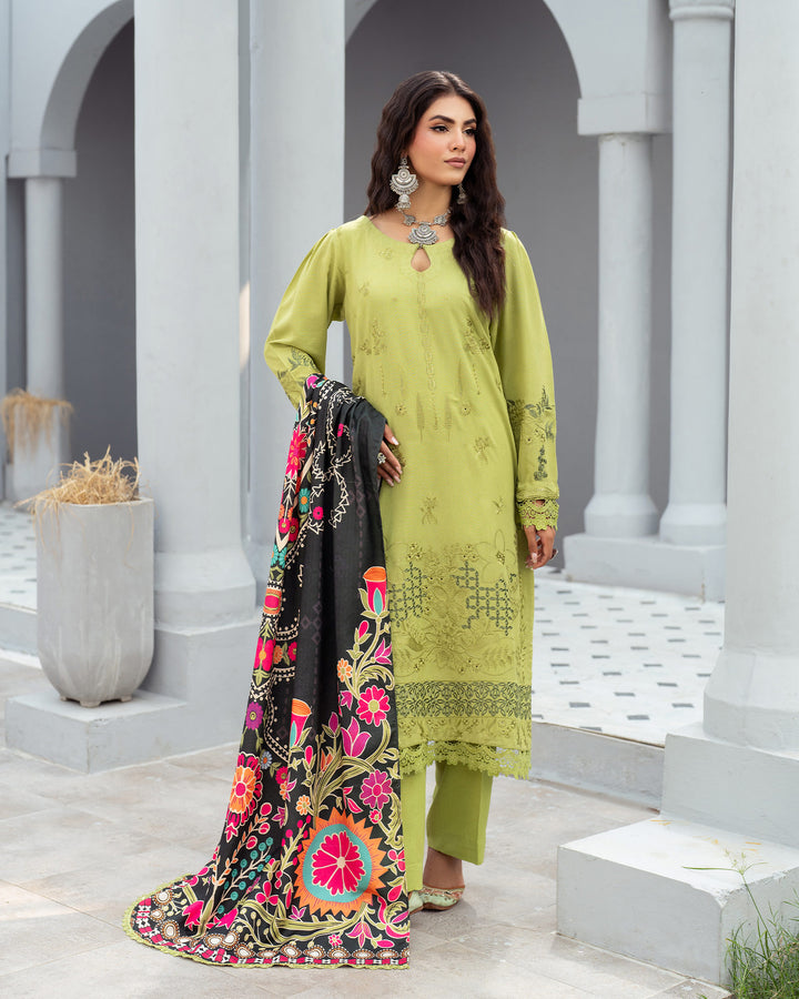 3 Piece - Karandi Embroidered Suit Unstitched | UNFF053-K.LN