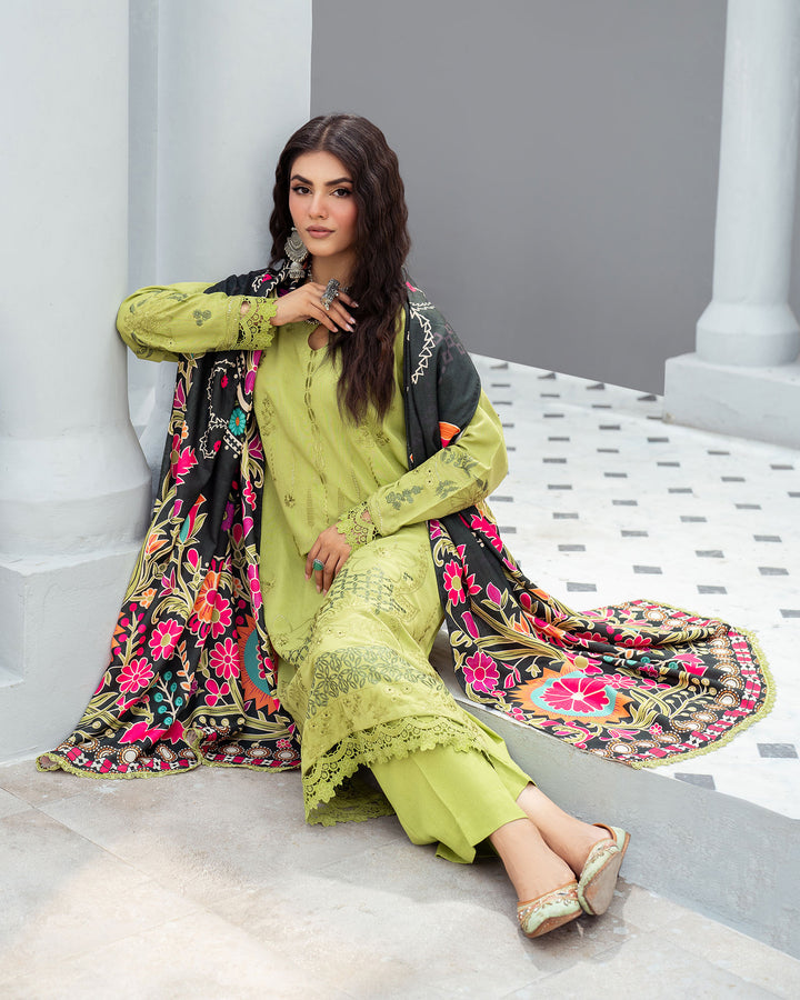 3 Piece - Karandi Embroidered Suit Unstitched | UNFF053-K.LN