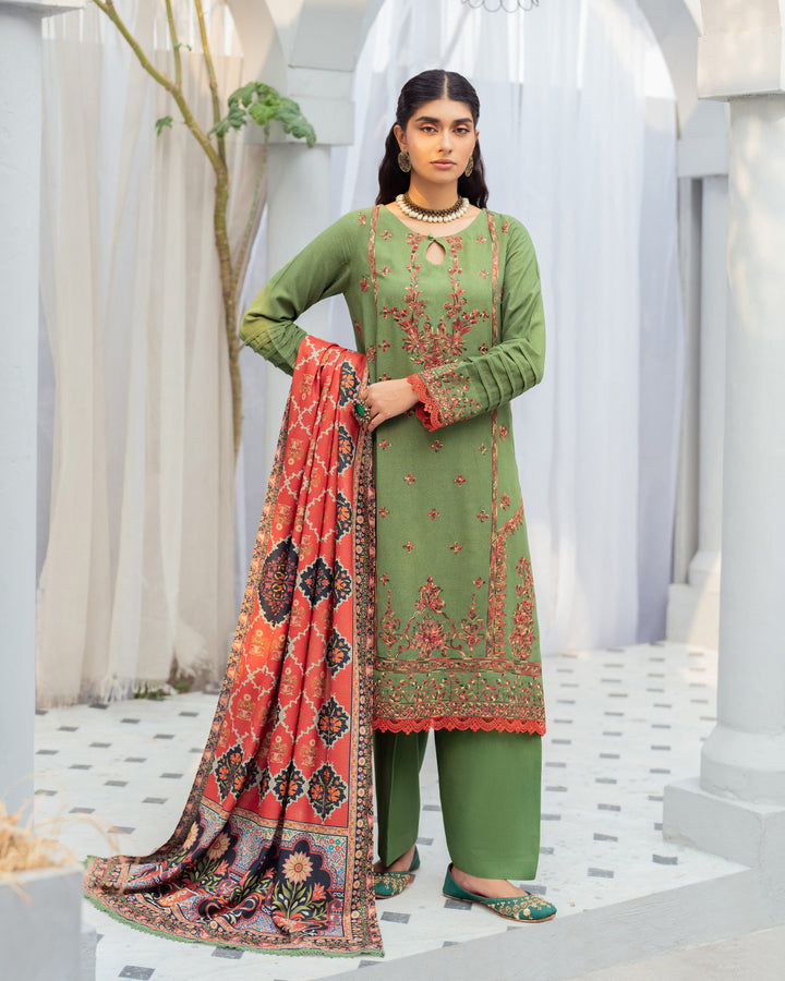 3 Piece - Embroidered Karandi Suit Unstitched | UNFF055-K.LN