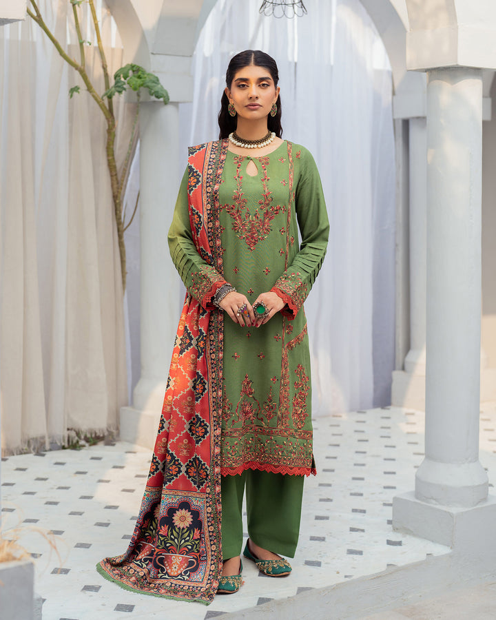 3 Piece - Embroidered Karandi Suit Unstitched | UNFF055-K.LN