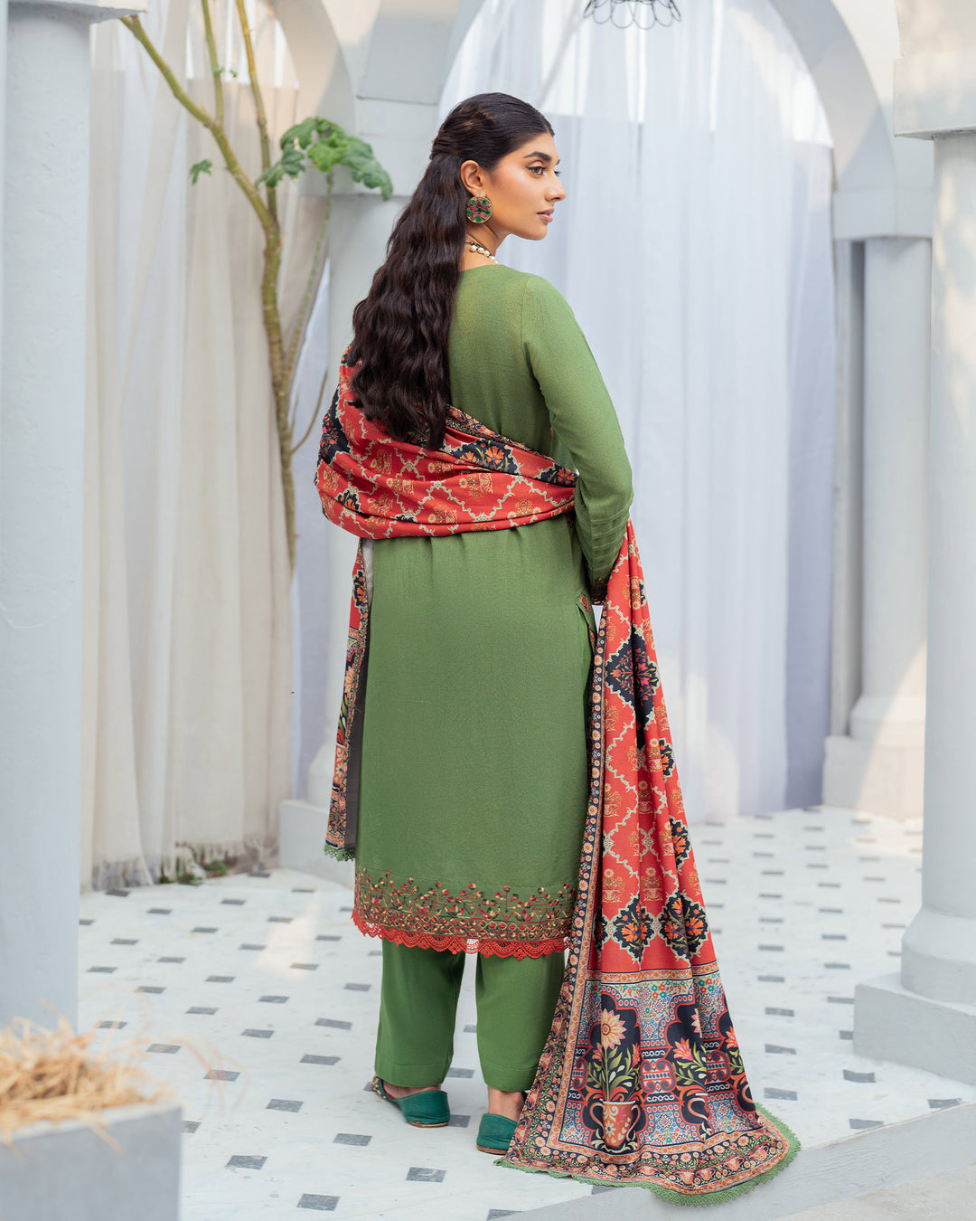 3 Piece - Embroidered Karandi Suit Unstitched | UNFF055-K.LN