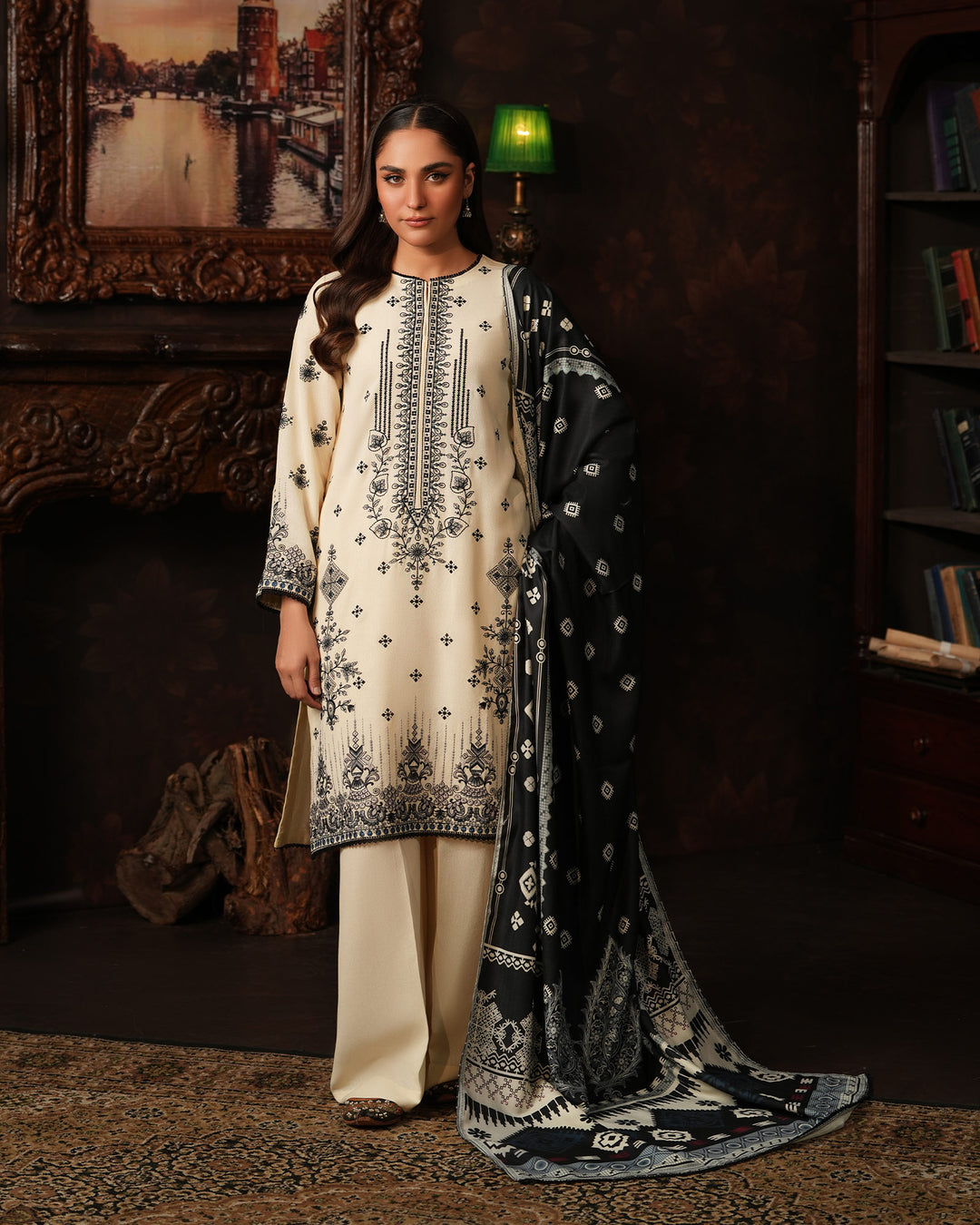 3 Piece Karandi Linen Suit Stitched | 16379-IG-K.LN