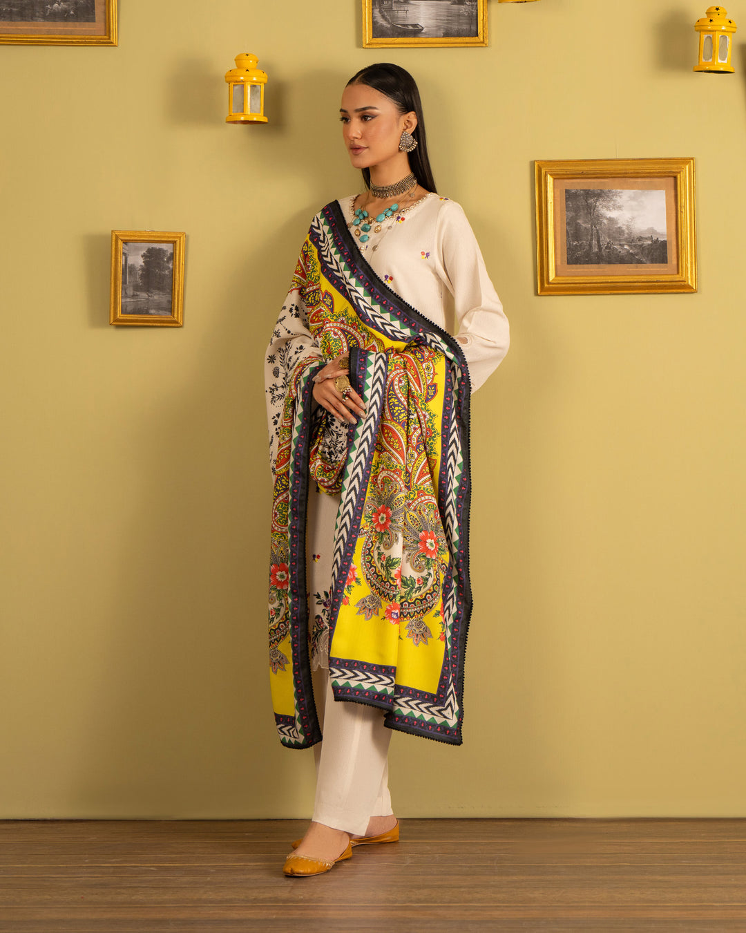 3 Piece - Embroidered Karandi Suit Unstitched | UNFF056-KD