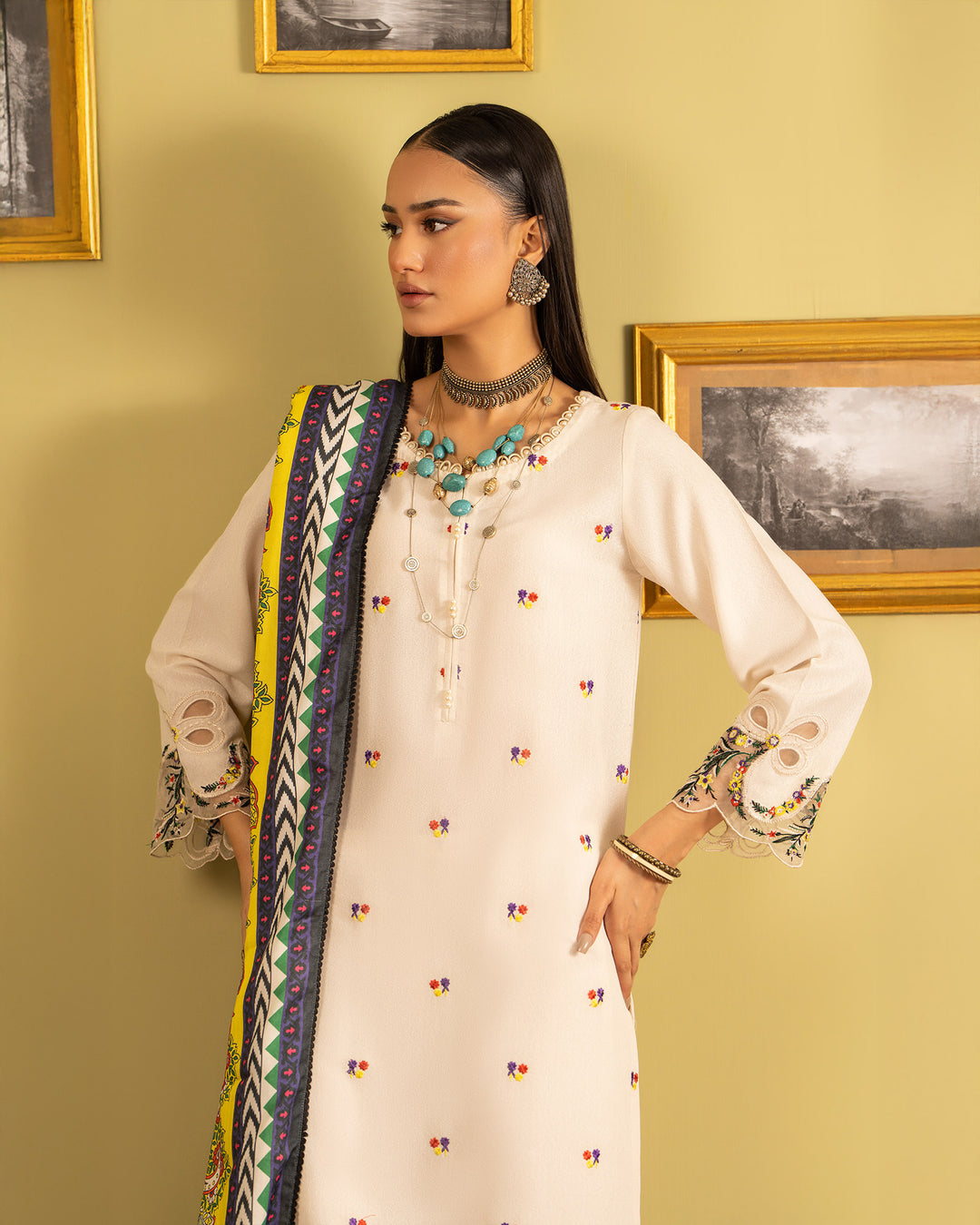 3 Piece - Embroidered Karandi Suit Unstitched | UNFF056-K.LN - Sha Posh Textile