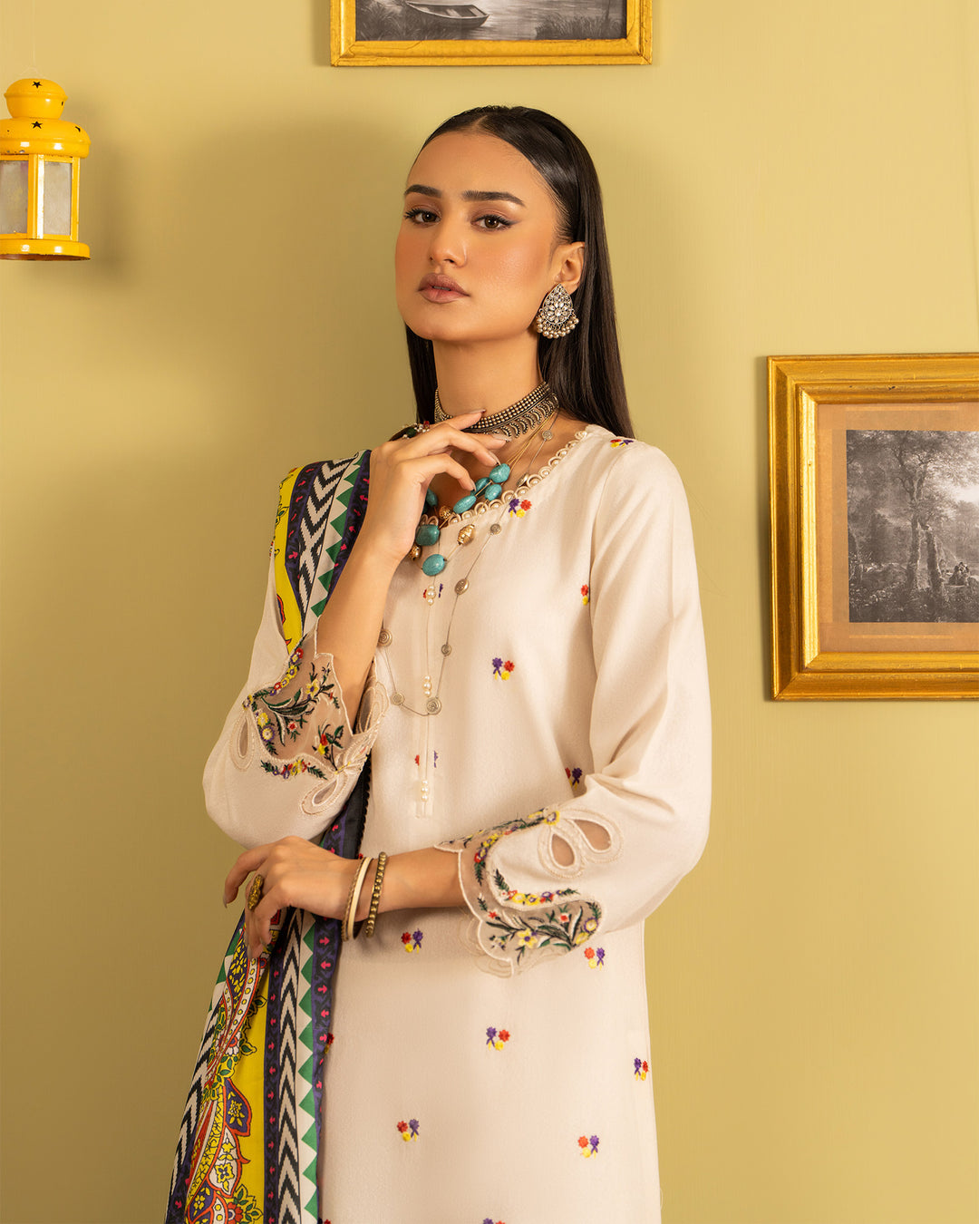 3 Piece - Embroidered Karandi Suit Unstitched | UNFF056-KD