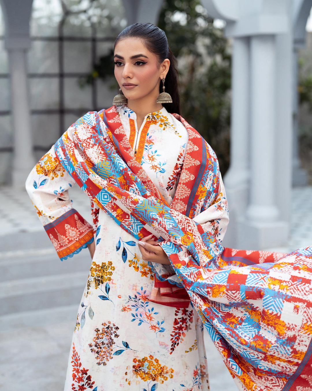 3 Piece - Printed Khaddar Suit Unstitched | UNFF042-KD