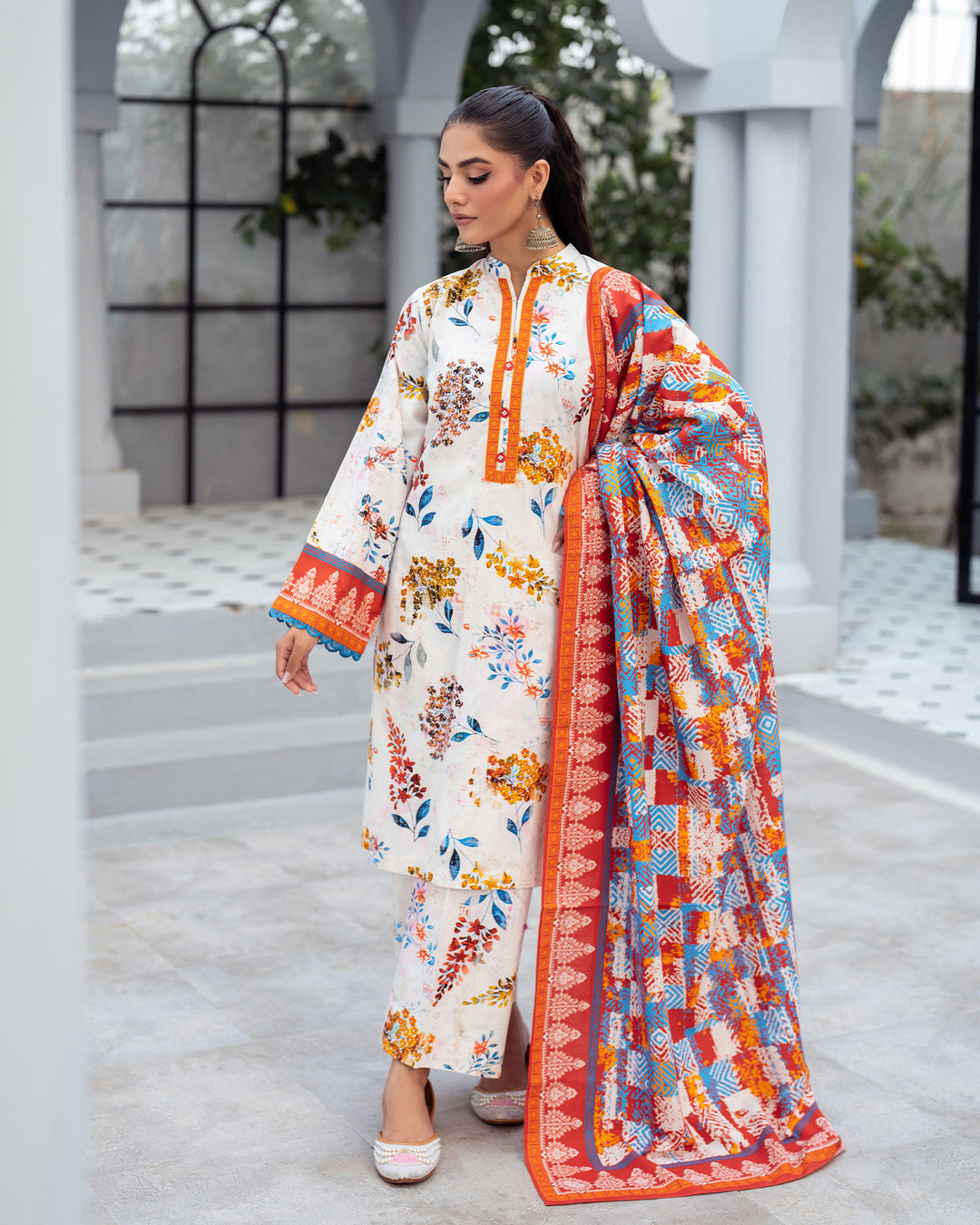 3 Piece - Printed Khaddar Suit Unstitched | UNFF042-KD