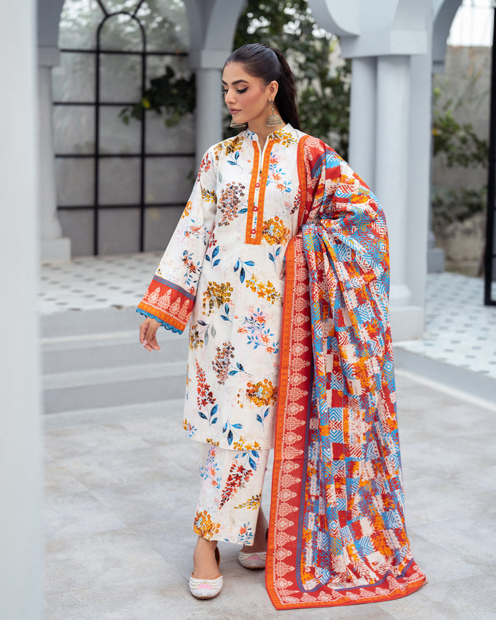 3 Piece - Printed Khaddar Suit Unstitched | UNFF042-KD