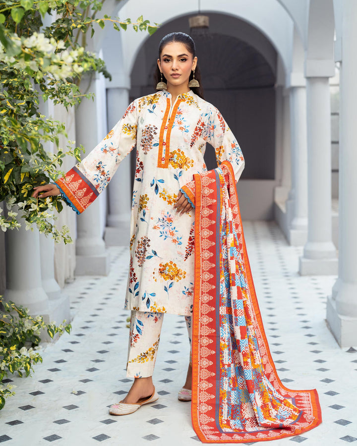 3 Piece - Printed Khaddar Suit Unstitched | UNFF042-KD