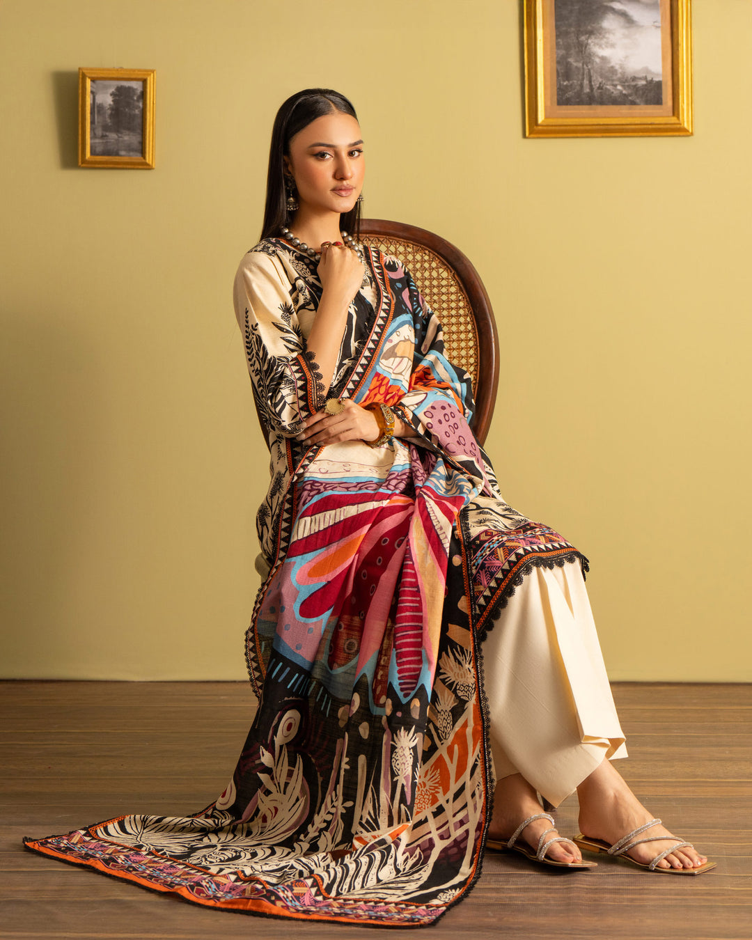 3 Piece - Printed Khaddar Suit Unstitched | UNFF043-KD - Sha Posh Textile