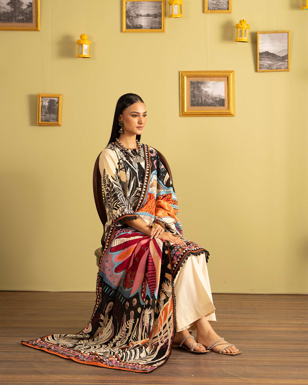 3 Piece - Printed Khaddar Suit Unstitched | UNFF043-KD