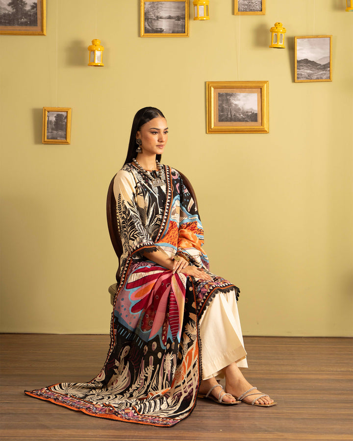 3 Piece - Printed Khaddar Suit Unstitched | UNFF043-KD - Sha Posh Textile