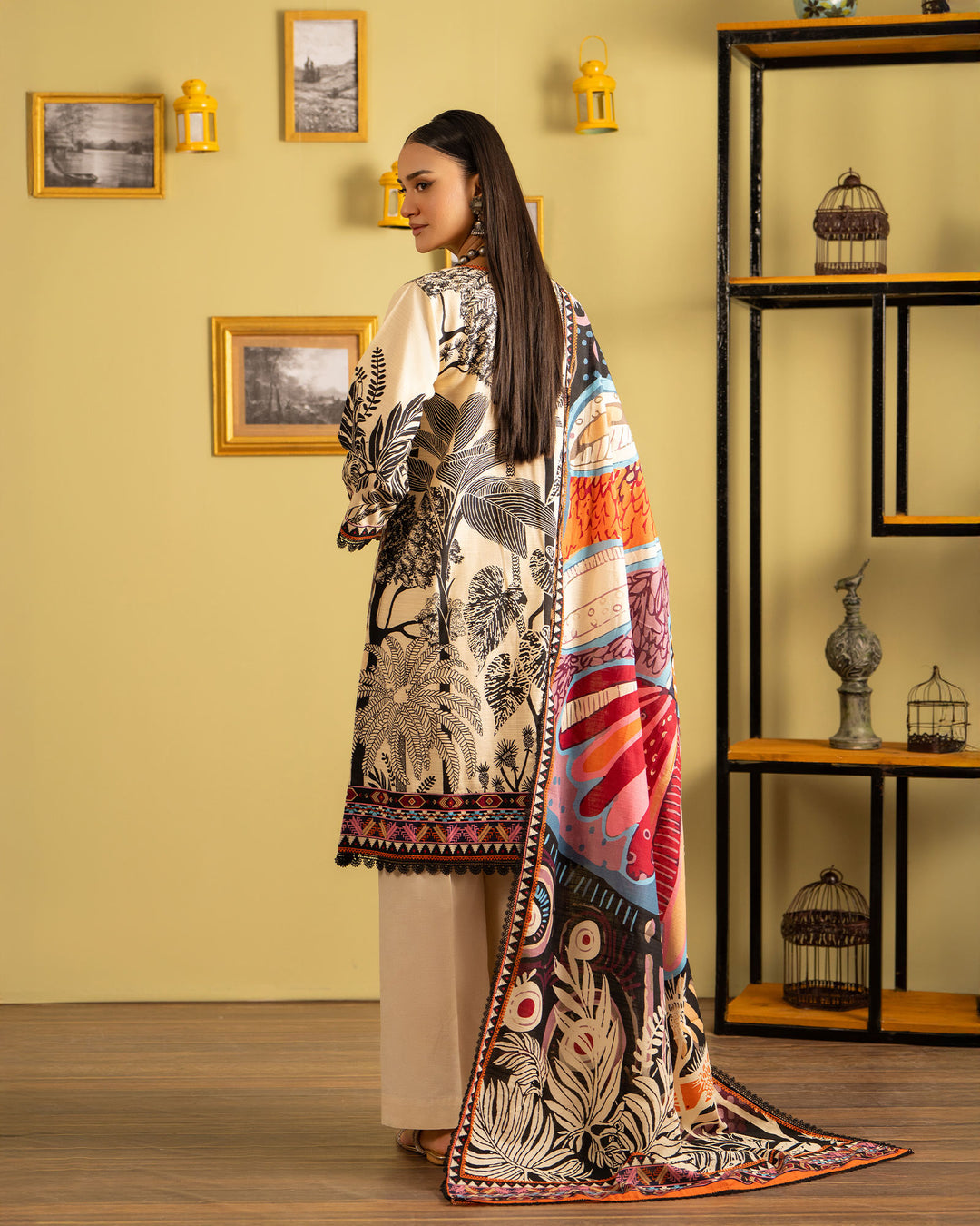 3 Piece - Printed Khaddar Suit Unstitched | UNFF043-KD - Sha Posh Textile