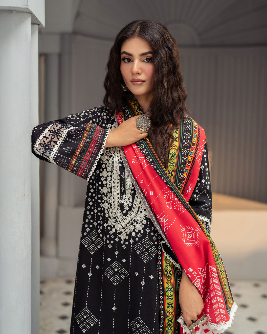 3 Piece - Printed Embroidered Khaddar Suit Unstitched | UNFF033-KD