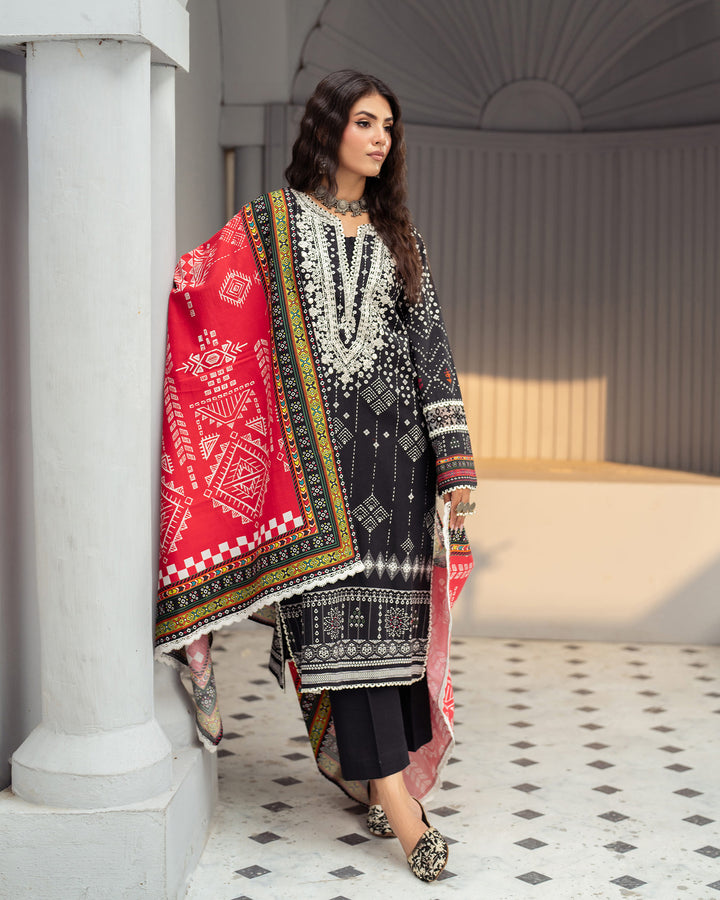 3 Piece - Printed Embroidered Khaddar Suit Unstitched | UNFF033-KD