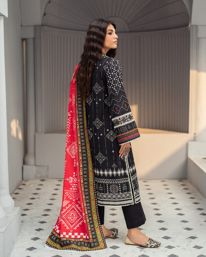 3 Piece - Printed Embroidered Khaddar Suit Unstitched | UNFF033-KD