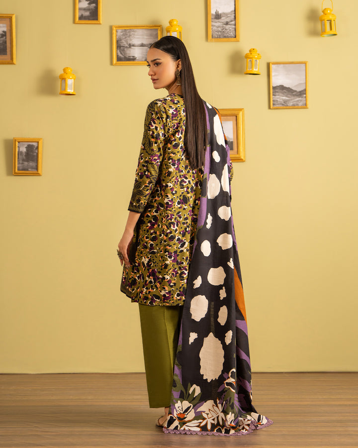 3 Piece - Printed Khaddar Suit Unstitched | UNFF020-KD