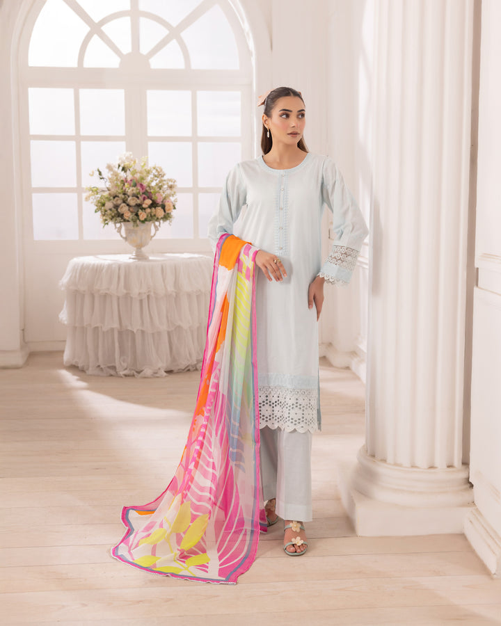 3-Piece Ready-to-Wear Jacquard Cotton Suit | 17166-IG-J.CT - Sha Posh Textile