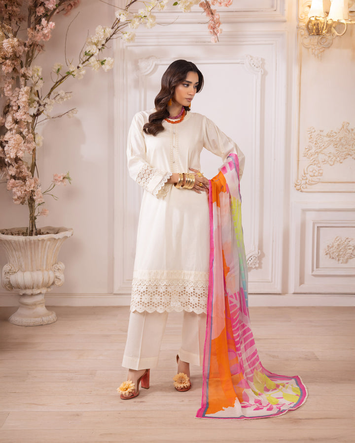 3-Piece Ready-to-Wear Jacquard Cotton Suit | 17166-IG-J.CT - Sha Posh Textile