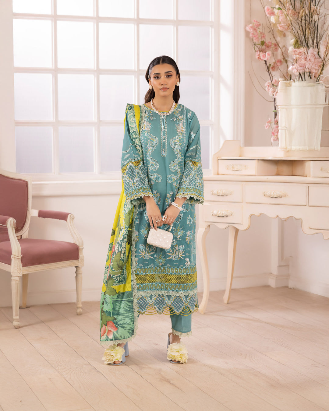 3-Piece Ready-to-Wear Lawn Suit | 17207-IG-LWN - Sha Posh Textile