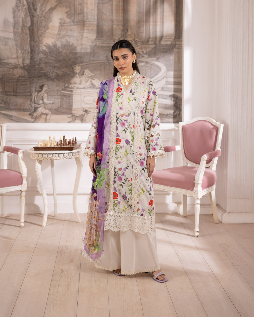 3-Piece Ready-to-Wear Cotton Printed Suit | 17209-IG-CT - Sha Posh Textile