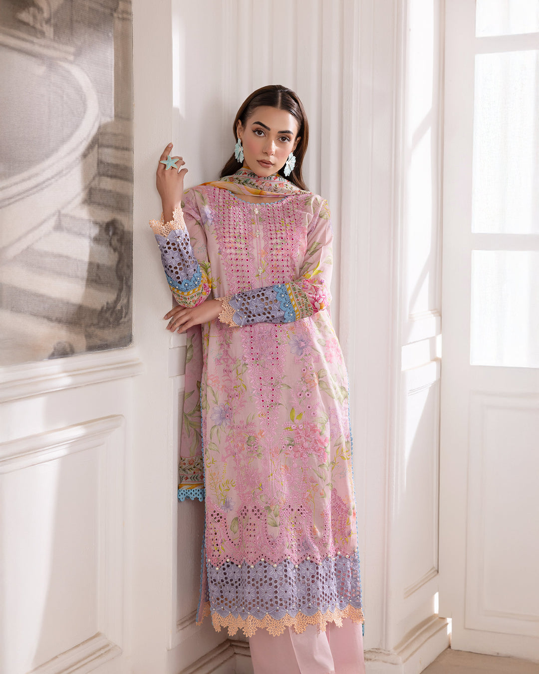 3-Piece Ready-to-Wear Lawn Suit | 17227-IG-LWN - Sha Posh Textile