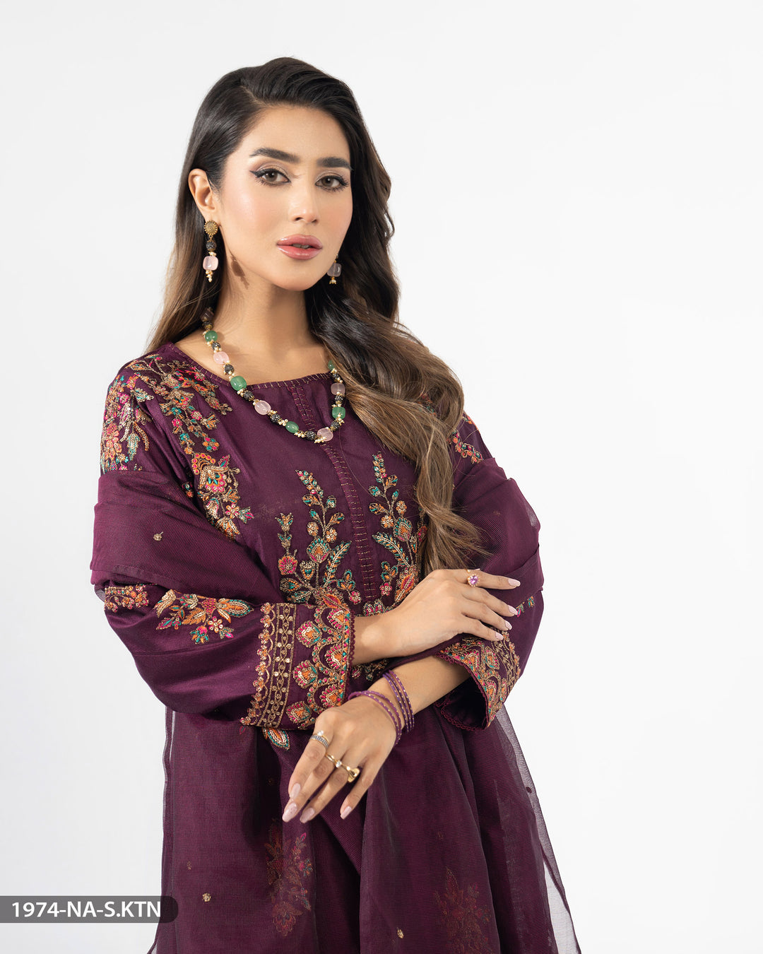 Stitched 3 Piece Embroidered Suit | 1974-NA-S.KTN