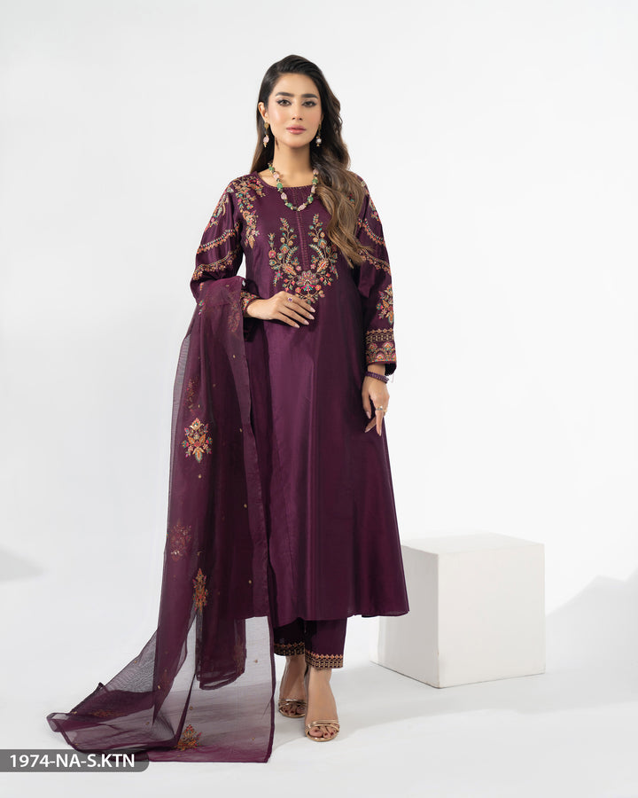 Stitched 3 Piece Embroidered Suit | 1974-NA-S.KTN