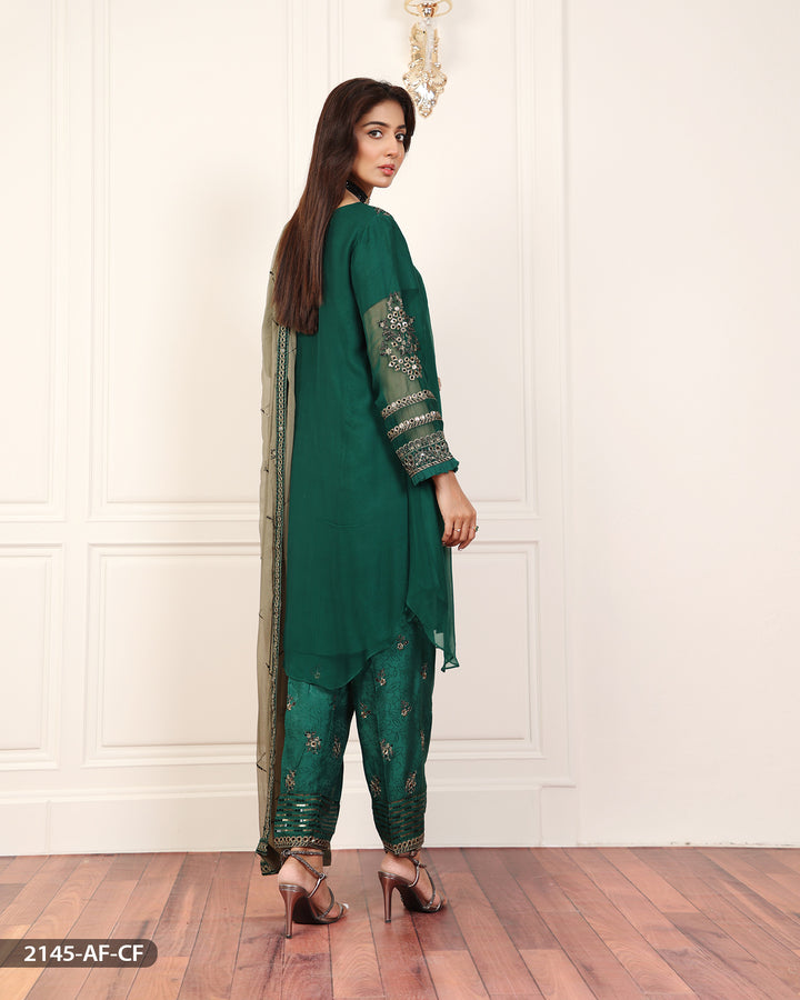 Stitched 3 Piece Embroidered Frock | 2145-AF-CF